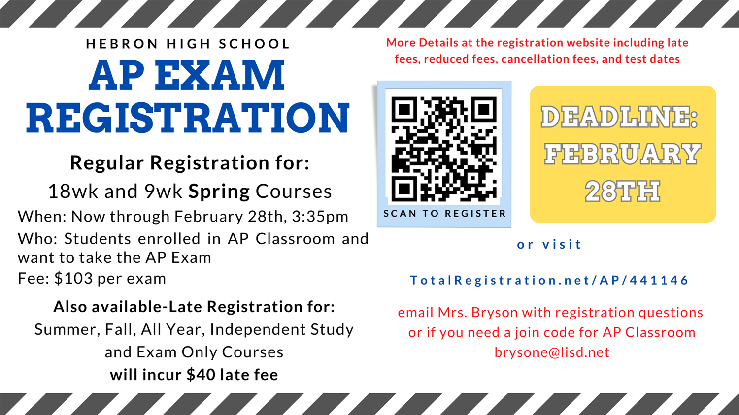 AP Registration Information Links and Deadlines